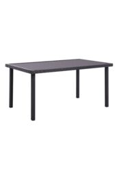 Living and Home Rectangular Rustic Wicker Garden Dining Table in Black - thumbnail 5