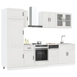 Berkfield Home 8 Piece Kitchen Cabinet Set Kalmar High Gloss White Engineered Wood - thumbnail 1