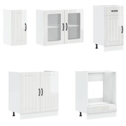Berkfield Home 8 Piece Kitchen Cabinet Set Kalmar High Gloss White Engineered Wood - thumbnail 4