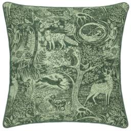 Furn Winter Woods Jacquard Chenille Polyester Filled Cushion in Emerald - Size: 50 cm x 50 cm - thumbnail 2