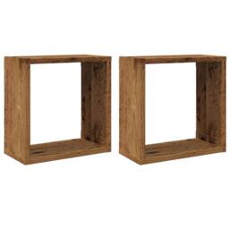 Berkfield Home Wall Cube Shelves 2 pcs Old Wood 30x15x30 cm Engineered Wood in Brown - Size: 30 x 15 x 30 cm - thumbnail 3