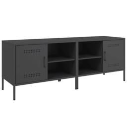 Berkfield Home TV Cabinets 2 pcs Black 68x39x50.5 cm Steel in Charcoal - thumbnail 1