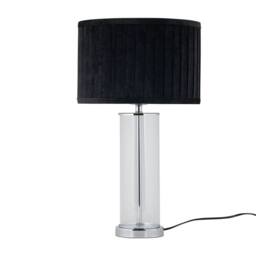 First Choice Lighting Set of 2 Aura - Chrome Table Lamps with Black Pleated Velvet Shades in Silver - thumbnail 2