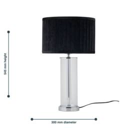 First Choice Lighting Set of 2 Aura - Chrome Table Lamps with Black Pleated Velvet Shades in Silver - thumbnail 9
