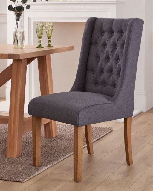 Dibor Cannes Button Back Kitchen Furniture Dining Room Chair - Charcoal in Brown - image 1