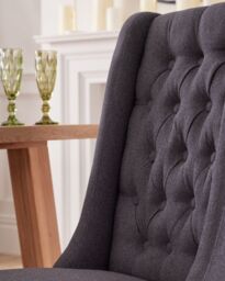 Dibor Cannes Button Back Kitchen Furniture Dining Room Chair - Charcoal in Brown - thumbnail 3