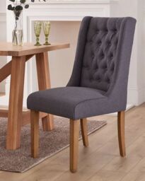 Dibor Cannes Button Back Kitchen Furniture Dining Room Chair - Charcoal in Brown - thumbnail 1