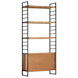 Berkfield Home 4-Tier Bookcase 80x30x180 cm Solid Acacia Wood in Brown - Size: 80 x 30 x 180 cm - thumbnail 4