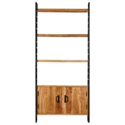 Berkfield Home 4-Tier Bookcase 80x30x180 cm Solid Acacia Wood in Brown - Size: 80 x 30 x 180 cm - thumbnail 1