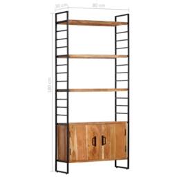 Berkfield Home 4-Tier Bookcase 80x30x180 cm Solid Acacia Wood in Brown - Size: 80 x 30 x 180 cm - thumbnail 9
