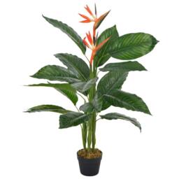 Berkfield Home Artificial Plant Strelitzia with Pot Red 100 cm in Orange - thumbnail 2