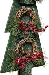 Shatchi Christmas Decoration Gift Battery Operated Green Tree Tabletop Decorated with Berries, Pines & Small Warm White Bulbs - thumbnail 6