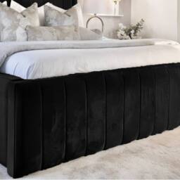 UK Bed Furniture Geneva Ottoman Gas Lift Upholstered Bed with 54-Inch Headboard in Black - Size: Super King - thumbnail 3