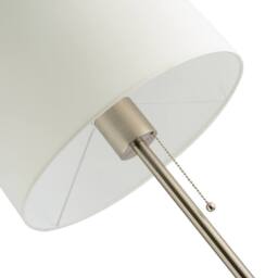 Happy Homewares Classic Brushed Satin Nickel Floor Lamp with Metal Pull Switch & Cotton Shade in Metallic Silver - thumbnail 4