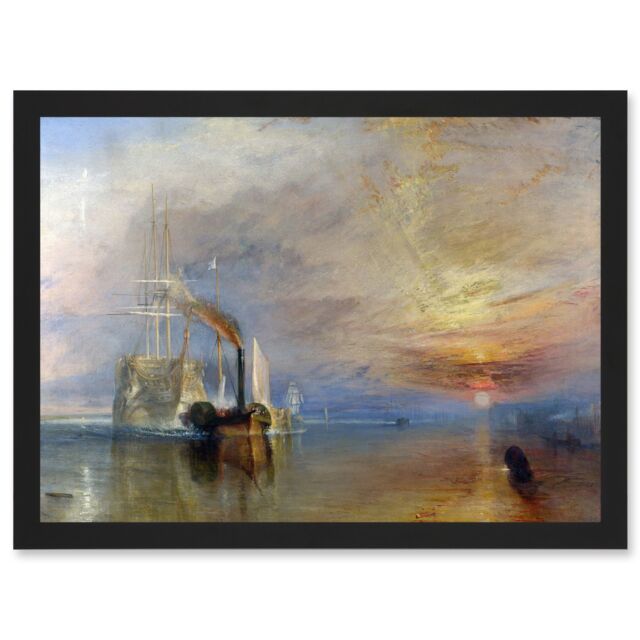 Artery8 Turner The Fighting Temeraire Ship Painting Artwork Framed Wall Art Print A4 in Black - image 1