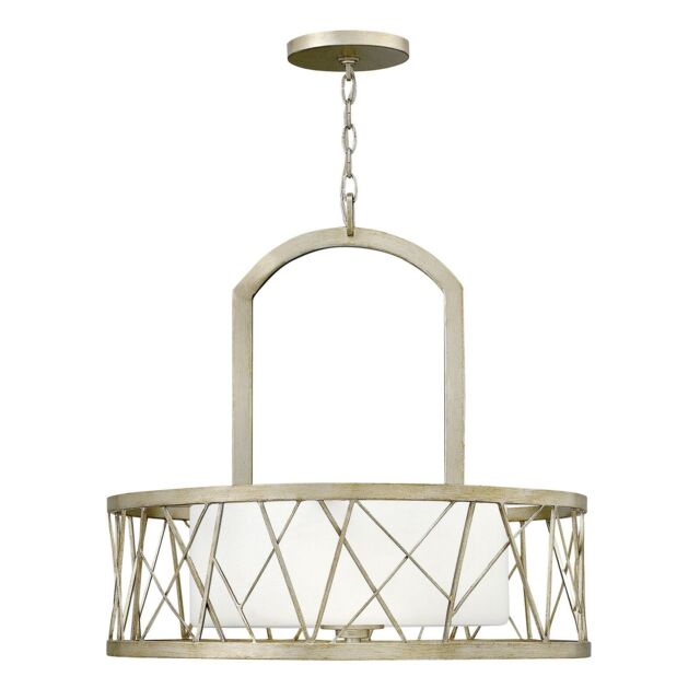 Loops 3 Bulb Chandelier Hanging Pendant LIght Silver Leaf LED E27 100W Bulb in Metallics