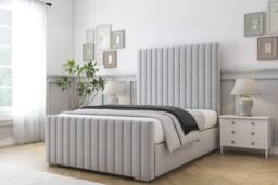 "Comfort Beds Khloe Plush Bed Frame - 50"" Upholstered Headboard in Silver - Size: Single"