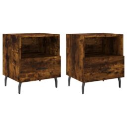 Berkfield Home Bedside Cabinets 2 pcs Smoked Oak 40x35x47.5 cm Engineered Wood in Brown - thumbnail 2