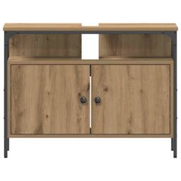 Berkfield Home Bathroom Sink Cabinet Artisan Oak 80x30x60 cm Engineered Wood in Brown - Size: 80 x 30 x 60 cm - thumbnail 6