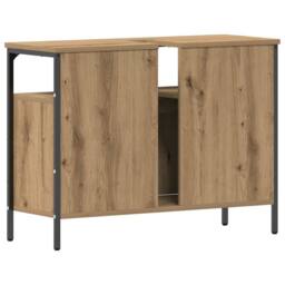 Berkfield Home Bathroom Sink Cabinet Artisan Oak 80x30x60 cm Engineered Wood in Brown - Size: 80 x 30 x 60 cm - thumbnail 8