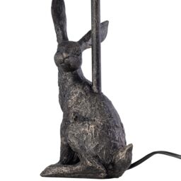 First Choice Lighting Henrietta - Antique Gold Rabbit Table Lamp With Grey Linen Shade - thumbnail 3