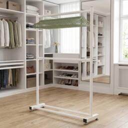EONLION White All Metal Clothes Rail Heavy Duty Hanging Rack - Size: 500mm - thumbnail 1