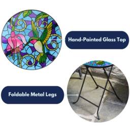 Marco Paul 50cm Outdoor Folding Glass Table - Hummingbird - thumbnail 8
