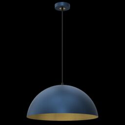Milagro Beta Pedant Lamp 45cm Hand Made In Matt Blue With A Golden Interior in Mid Navy - thumbnail 6