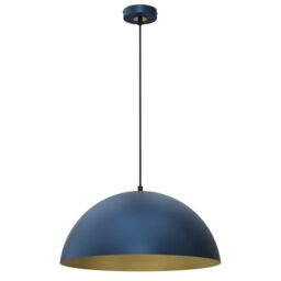 Milagro Beta Pedant Lamp 45cm Hand Made In Matt Blue With A Golden Interior in Mid Navy - thumbnail 1