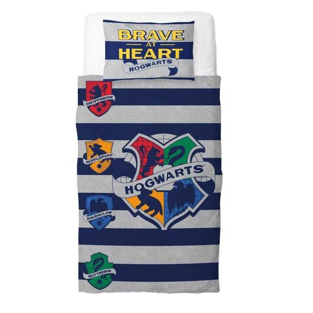 Harry Potter Brave at Heart Reversible Duvet Set in Blue - Size: Single - image 1