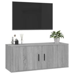 Berkfield Home Wall Mounted TV Cabinet Grey Sonoma 100x34.5x40 cm - thumbnail 4