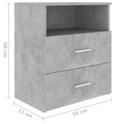 Berkfield Home Bed Cabinets 2 pcs Concrete Grey 50x32x60cm - Size: 50 x 32 x 60 cm - thumbnail 9