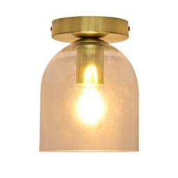 First Choice Lighting Belten - Clear Glass Cloche Satin Brass Ceiling Light Fitting - thumbnail 2