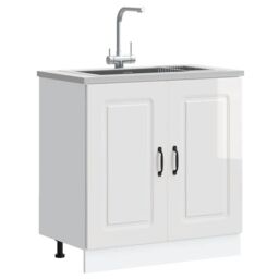 Berkfield Home Sink Base Cabinet Kalmar High Gloss White 80x46x81.5 cm Engineered Wood