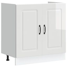 Berkfield Home Sink Base Cabinet Kalmar High Gloss White 80x46x81.5 cm Engineered Wood - thumbnail 2