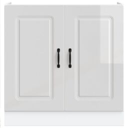Berkfield Home Sink Base Cabinet Kalmar High Gloss White 80x46x81.5 cm Engineered Wood - thumbnail 4