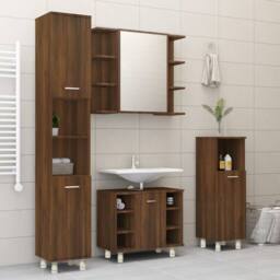 Berkfield Home Spacious Bathroom Cabinet Brown Oak 30x30x95 cm Engineered Wood - Size: 30 x 30 x 95 cm