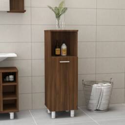 Berkfield Home Spacious Bathroom Cabinet Brown Oak 30x30x95 cm Engineered Wood - Size: 30 x 30 x 95 cm - thumbnail 2