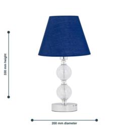 First Choice Lighting Chrome Two Ball Table Lamp with Navy Blue Shade in Silver - thumbnail 4