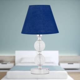 First Choice Lighting Chrome Two Ball Table Lamp with Navy Blue Shade in Silver - thumbnail 3