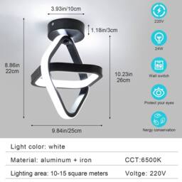 Pheashine Sleek LED Ceiling Light 22W Square Cross Design Black 22x25cm - Size: 22x25 cm - thumbnail 2
