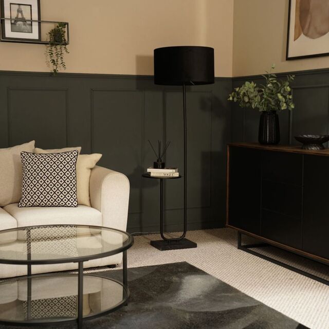 ValueLights Tavel Brushed Matt Black Floor Lamp Light with Velvet Shade - Size: 18 inches - image 1