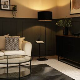 ValueLights Tavel Brushed Matt Black Floor Lamp Light with Velvet Shade - Size: 18 inches - thumbnail 3