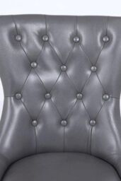 Modernique A Pair (x2) Leather Aire High Back Dining Chairs with Chrome Legs in Grey - thumbnail 6