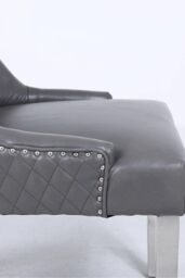 Modernique A Pair (x2) Leather Aire High Back Dining Chairs with Chrome Legs in Grey - thumbnail 5