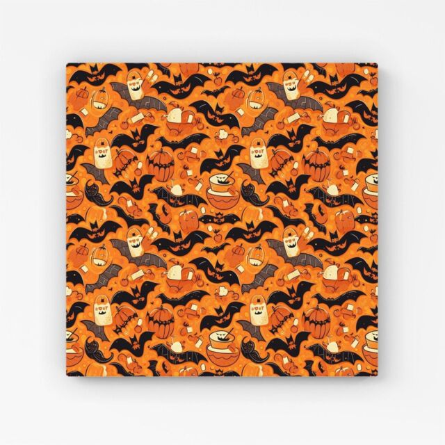 Warren Reed - Designer Candy-Filled Treat Bags & Bats Canvas in Orange - Size: w10 inch x h10 inch - image 1