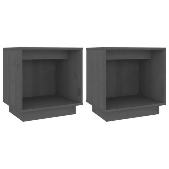 Berkfield Home Bedside Cabinets 2 pcs Grey 40x30x40 cm Solid Wood Pine - Size: 40 x 30 x 40 cm - image 1