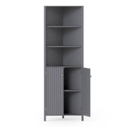 Costway Modern Corner Storage Cabinet w/ 5 Shelves Bathroom Tall Cabinet in Grey - thumbnail 4