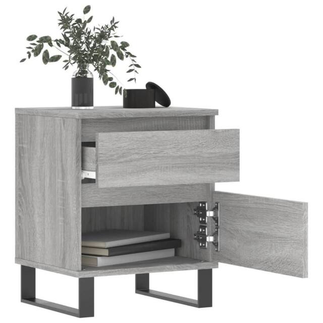 Berkfield Home Modern Bedside Cabinet Grey Sonoma 40x35x50 cm Engineered Wood - Size: 40 x 35 x 50 cm - image 1