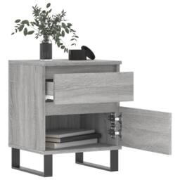 Berkfield Home Modern Bedside Cabinet Grey Sonoma 40x35x50 cm Engineered Wood - Size: 40 x 35 x 50 cm - thumbnail 1